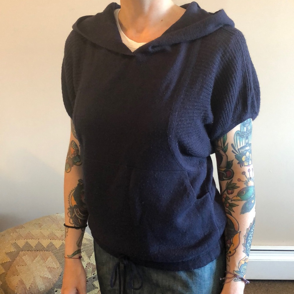 Wool blend hooded 80s sweater